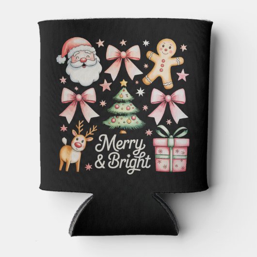 Rafraîchisseur Pour Canette Pain d'épice Père Noël Pain d'épices rose Noël Bow (Devant)