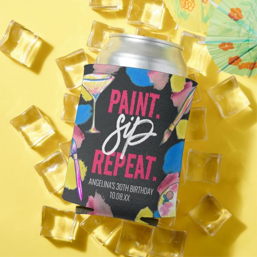 Rafraîchisseur Pour Canette Paint and Sip 30th Birthday Party Chalkboard (Été in situ)