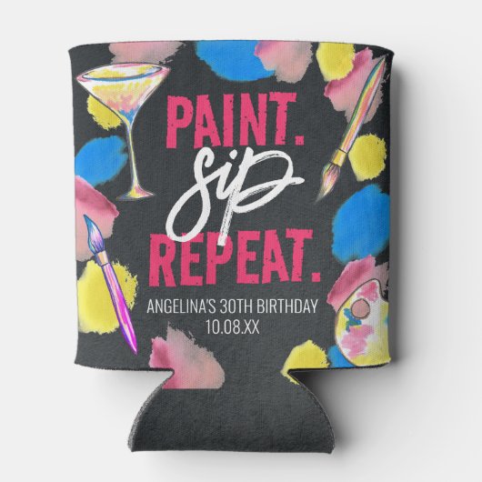 Rafraîchisseur Pour Canette Paint and Sip 30th Birthday Party Chalkboard (Dos)