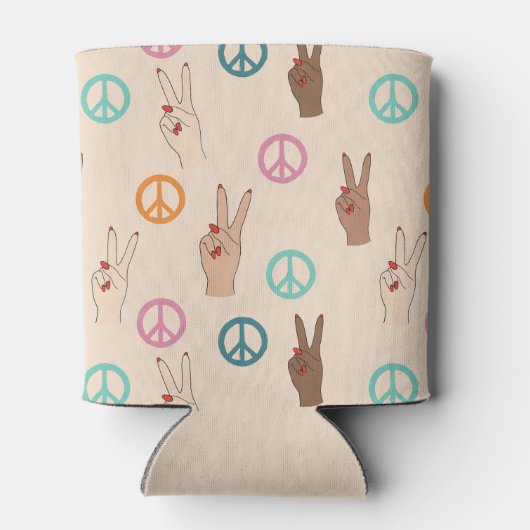 Rafraîchisseur Pour Canette Paix et Amour Multicultural Motif de la main (Dos)