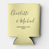 Rafraîchisseur Pour Canette Pale Yellow Script Minimalist Wedding (Devant)