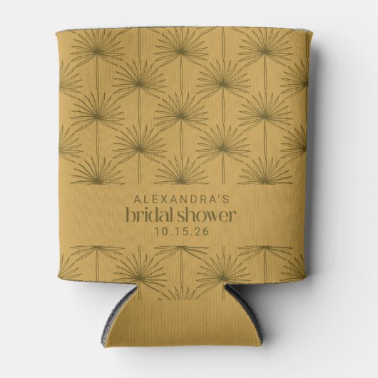 Rafraîchisseur Pour Canette Palm Leaf Botanical Moutarde Mariage sur mesure  (Devant)