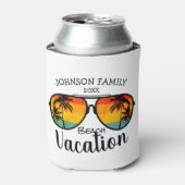 Rafraîchisseur Pour Canette Palm Trees Retro Lunettes de soleil Famille Vacanc (Can devant)