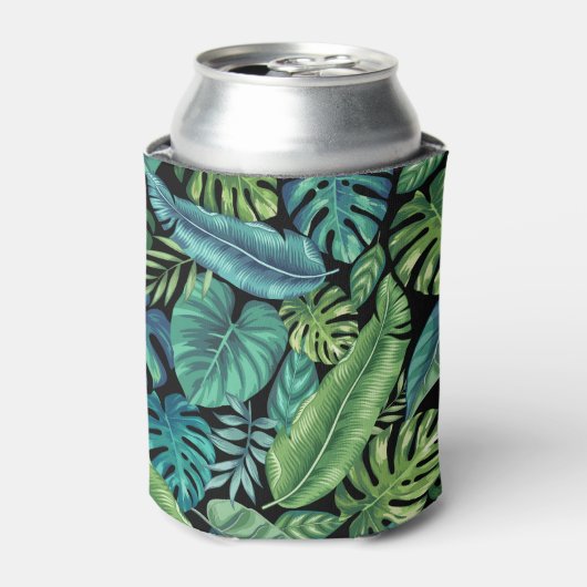Rafraîchisseur Pour Canette Palm vert et Turquoise Tropical Banana Monstera Fe (Can devant)