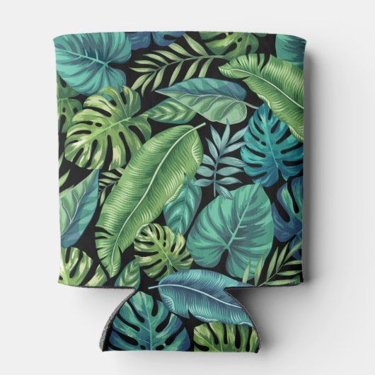 Rafraîchisseur Pour Canette Palm vert et Turquoise Tropical Banana Monstera Fe (Dos)