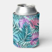 Rafraîchisseur Pour Canette Palme rose et Turquoise Tropical & Monstera Feuill (Can devant)