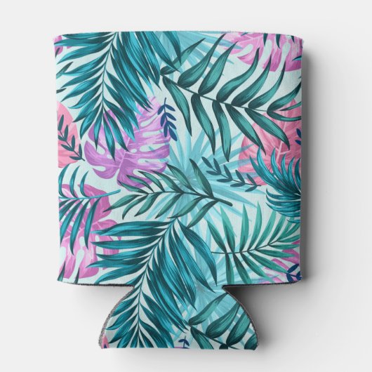 Rafraîchisseur Pour Canette Palme rose et Turquoise Tropical & Monstera Feuill (Dos)