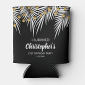 Rafraîchisseur Pour Canette Palmes noires et or Anniversaire (Devant)