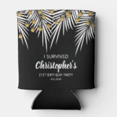 Rafraîchisseur Pour Canette Palmes noires et or Anniversaire (Dos)