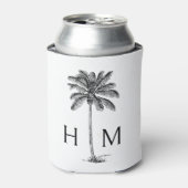 Rafraîchisseur Pour Canette Palmier noir et blanc Monogramme de palmier (Can devant)