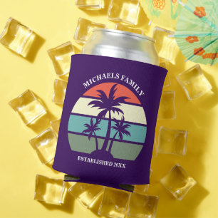 Rafraîchisseur Pour Canette Palmier pourpre Tropical Island Sunset Beach Luau