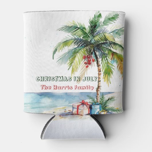 Rafraîchisseur Pour Canette Palmier & Présente À Noël En Juillet (Devant)