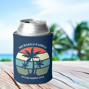 Rafraîchisseur Pour Canette Palmier Tropical Navy Blue Sunset Beach House