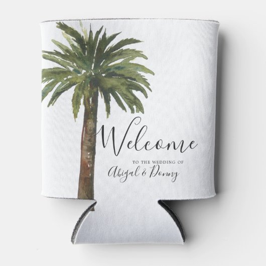 Rafraîchisseur Pour Canette Palmiers Dusty | Mariage côtier peut refroidir (Devant)