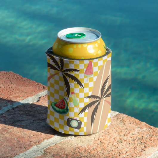 Rafraîchisseur Pour Canette Palmiers Surf À damiers été (Piscine in situ)