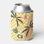 Rafraîchisseur Pour Canette Palmiers Surf À damiers été (Can devant)