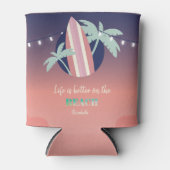 Rafraîchisseur Pour Canette Palmiers, Surf, Plage String Lights (Devant)