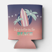 Rafraîchisseur Pour Canette Palmiers, Surf, Plage String Lights (Dos)