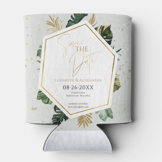 Rafraîchisseur Pour Canette Palmiers Tropicaux Arbres Gilded Script Enregistre (Dos)