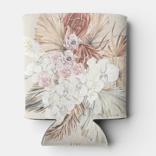 Rafraîchisseur Pour Canette Pampas de crème séché Herbe Floral Jungle Mariage (Dos)