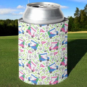 Rafraîchisseur Pour Canette Panier de golf rose et bleu Prépa / Motif de golf