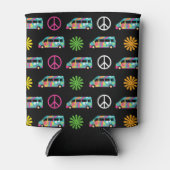 Rafraîchisseur Pour Canette Panneau de Paix Hippie Bus les années 70 (Devant)