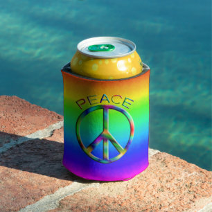 Rafraîchisseur Pour Canette Panneau de paix Rainbow Hippie
