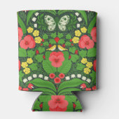 Rafraîchisseur Pour Canette Pansies rouges, oiseaux et papillons (Dos)