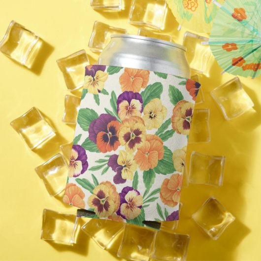 Rafraîchisseur Pour Canette Pansies sur blanc cassé (Été in situ)