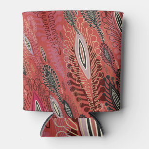 Rafraîchisseur Pour Canette Paon vintage rouge décoratif Motif sans couture