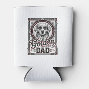 Rafraîchisseur Pour Canette Papa Golden Retriever Dessin de gravure vintage_1