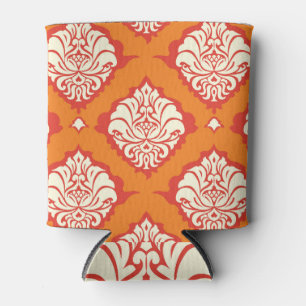 Rafraîchisseur Pour Canette Papier peint orange damassé : floral sans soudure.