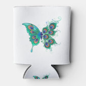 Rafraîchisseur Pour Canette Papillon aux plumes de paon vert (Devant)