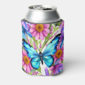 Rafraîchisseur Pour Canette Papillon bleu dans un champ de fleurs (Can Dos)