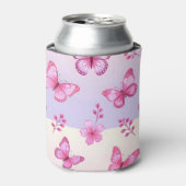 Rafraîchisseur Pour Canette Papillon rose et motif de fleurs (Can devant)