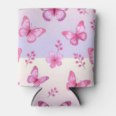 Rafraîchisseur Pour Canette Papillon rose et motif de fleurs (Devant)