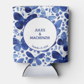 Rafraîchisseur Pour Canette Papillons Aquarelle Bleu Moderne Boho Mariage (Devant)