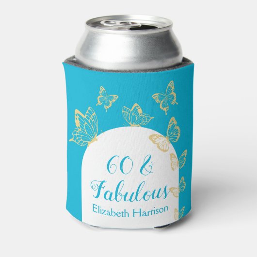 Rafraîchisseur Pour Canette Papillons bleu or moderne Fabuleux anniversaire (Can Dos)