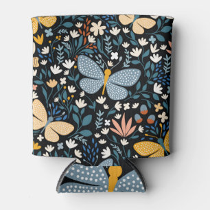Rafraîchisseur Pour Canette Papillons Floral : Main Tirée Sans Couture.