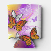 Rafraîchisseur Pour Canette Papillons Monarque sur Arrière - plan pourpre (Dos)