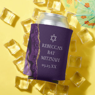 Rafraîchisseur Pour Canette Parti Bat mitzvah d'âge or violet chic
