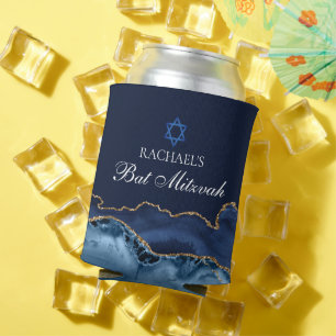Rafraîchisseur Pour Canette Parti Bat mitzvah Personnalisé Marine Gold Agate