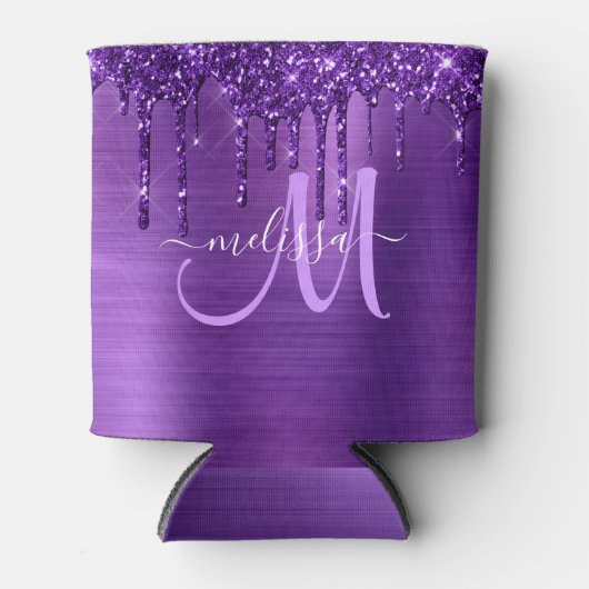 Rafraîchisseur Pour Canette Parties scintillant à goutte en métal brossé viole (Devant)