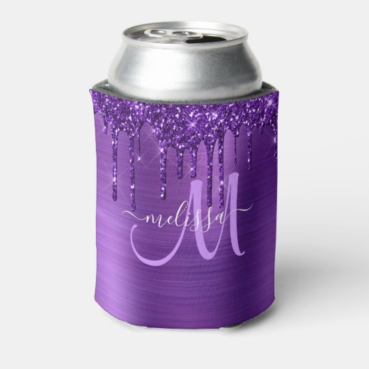Rafraîchisseur Pour Canette Parties scintillant à goutte en métal brossé viole (Can Dos)