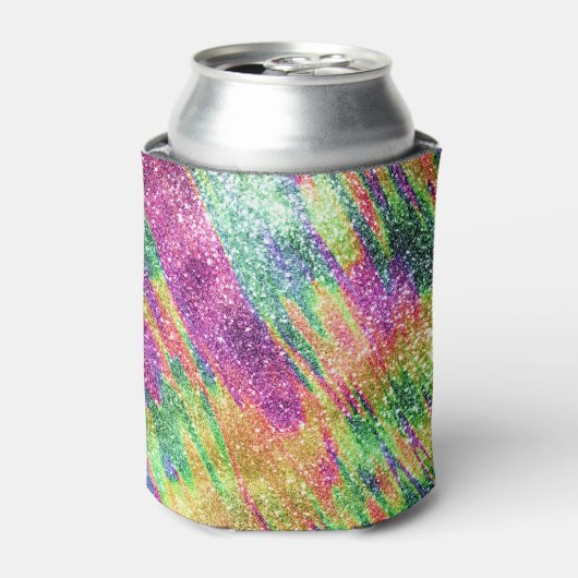 Rafraîchisseur Pour Canette Parties scintillant Abstraite Neon Rainbow Sparkly (Can devant)
