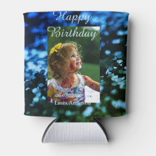 Rafraîchisseur Pour Canette Parties scintillant bleu vert photo anniversaire d