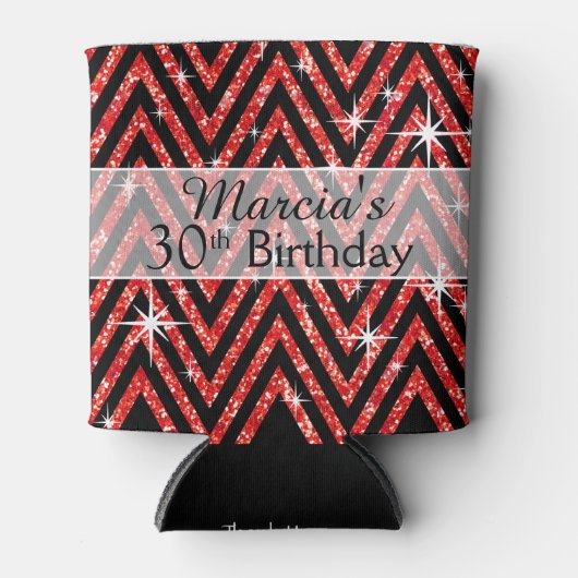 Rafraîchisseur Pour Canette Parties scintillant Chevron Bling | rouge (Devant)