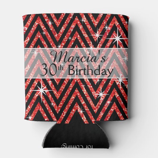 Rafraîchisseur Pour Canette Parties scintillant Chevron Bling | rouge (Dos)