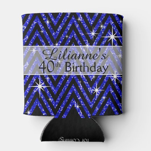 Rafraîchisseur Pour Canette Parties scintillant Chevron Bling | saphir (Dos)