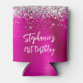 Rafraîchisseur Pour Canette Parties scintillant d'argent Pink Hot Foil 21e ann (Devant)